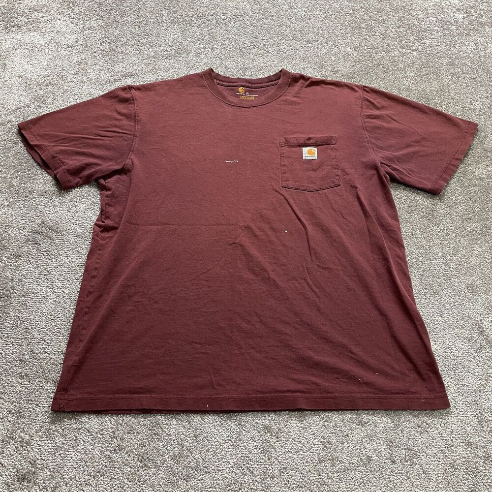 Carhartt Shirt Mens XL Original Fit Red Crew Neck Logo Pocket Tee Cotton K87